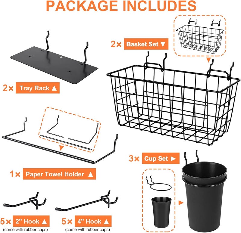 G.CORE Pegboard Organizer Accessories 18 Pack, Peg Board Hooks Assortment Organizer Accessory, Various Tools Storage Arrange System Kit for Garage Craft Workshop Workbench Hobby Office - Image 3